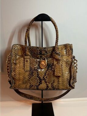 MICHAEL Michael Kors Hamilton Python Embossed Leather Shoulder Bag